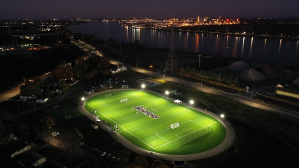 Ariel view of the SC4 Soccer Field under the lights