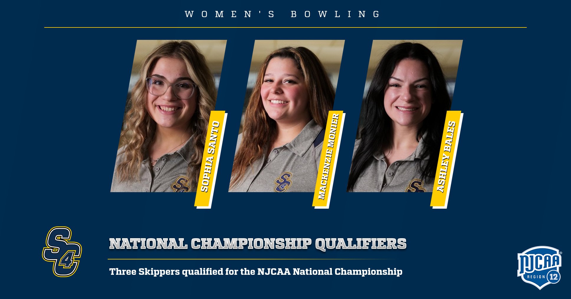 Women's Bowling: Three Skippers Qualify for Nationals While Santo and Monier Take Home a Bundle of Awards at the NJCAA Region 12 Championship
